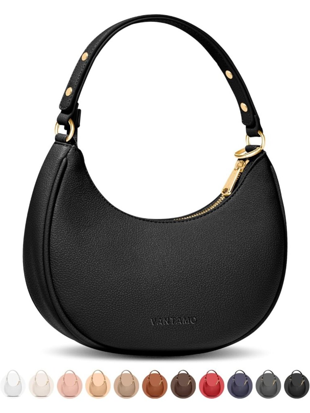👜Women's Black RFID Crescent Bag Half Moon Clutch Anti-Theft Shoulder Purses